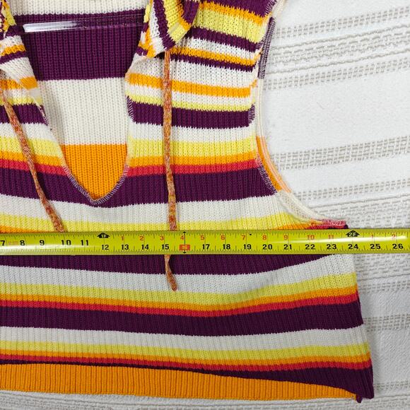 BDG Striped Knit Cropped Sweater Vest Hoodie Multicolor Size M NEW - Picture 3 of 9